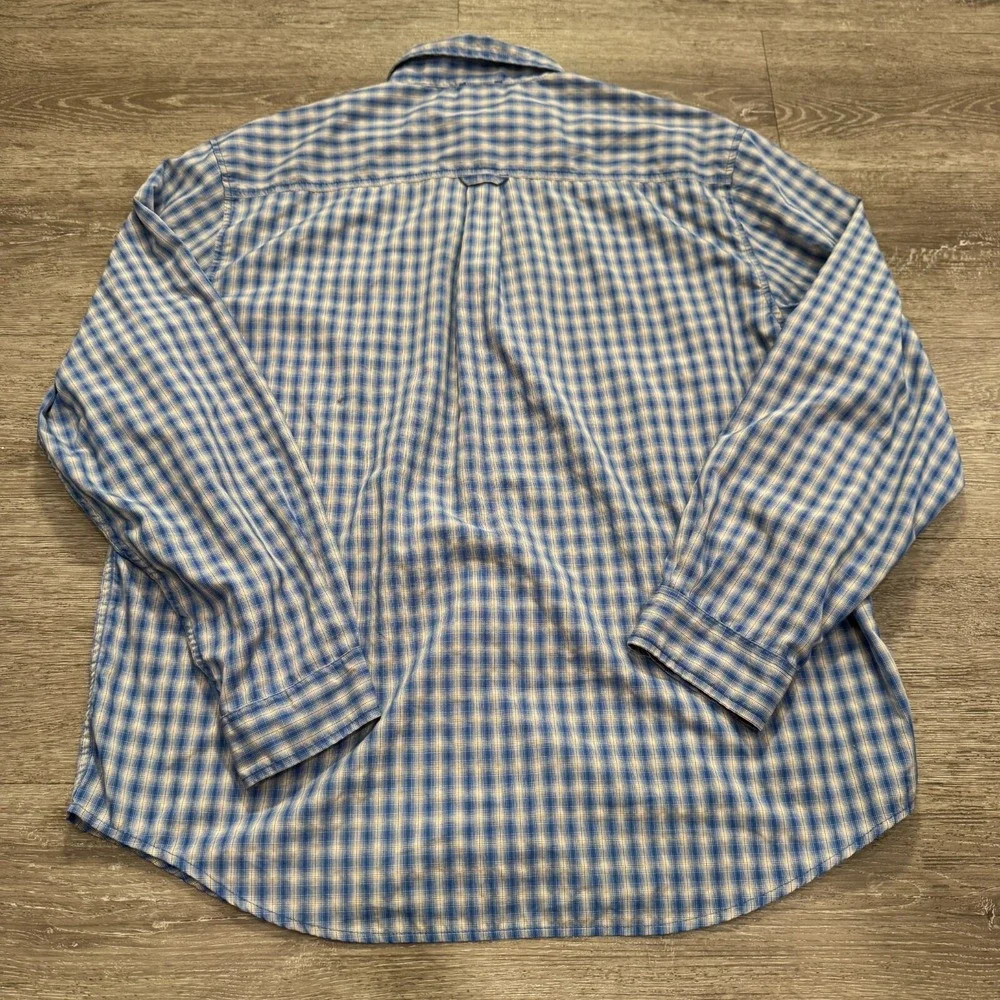 The North Face Shirt Mens Large Blue Plaid Button Up Collared Fishing‎ Outdoors